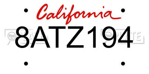 8ATZ194 California License Plate