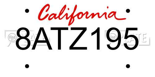 8ATZ195 California License Plate