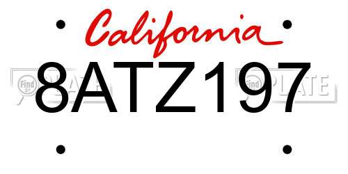 8ATZ197 California License Plate