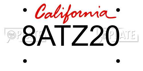 8ATZ20 California License Plate