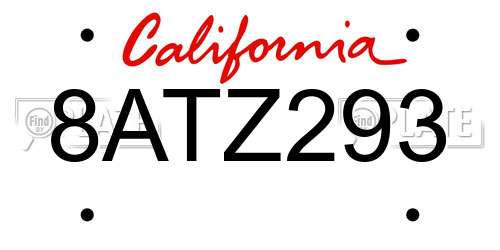 8ATZ293 California License Plate