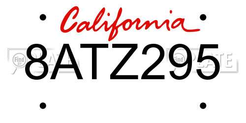 8ATZ295 California License Plate