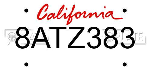 8ATZ383 California License Plate
