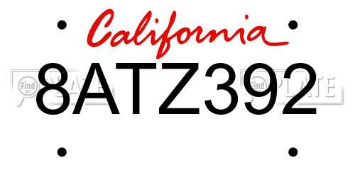 8ATZ392 California License Plate