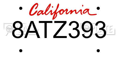 8ATZ393 California License Plate