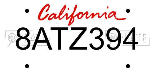 8ATZ394 California License Plate