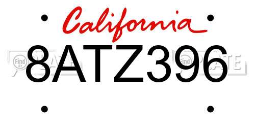 8ATZ396 California License Plate