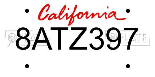 8ATZ397 California License Plate