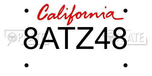8ATZ48 California License Plate
