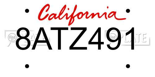 8ATZ491 California License Plate