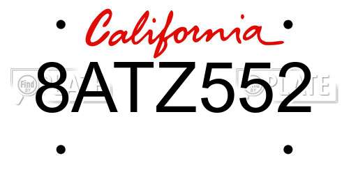 8ATZ552 California License Plate