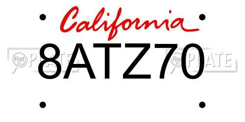 8ATZ70 California License Plate