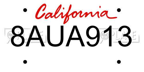 8AUA913 California License Plate