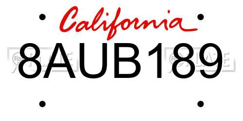 8AUB189 California License Plate