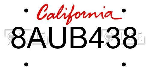 8AUB438 California License Plate