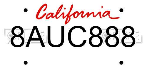 8AUC888 California License Plate