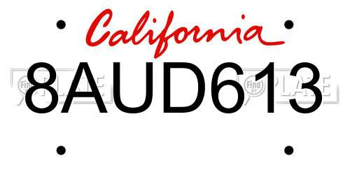 8AUD613 California License Plate