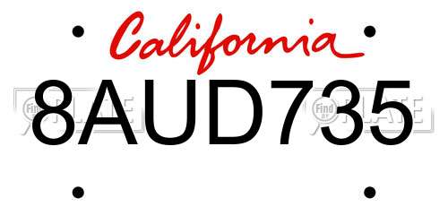 8AUD735 California License Plate
