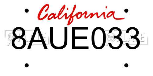 8AUE033 California License Plate