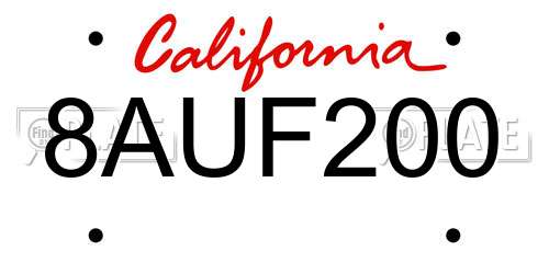 8AUF200 California License Plate