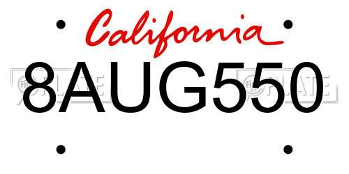 8AUG550 California License Plate
