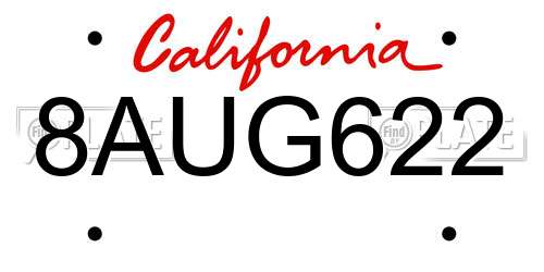 8AUG622 California License Plate