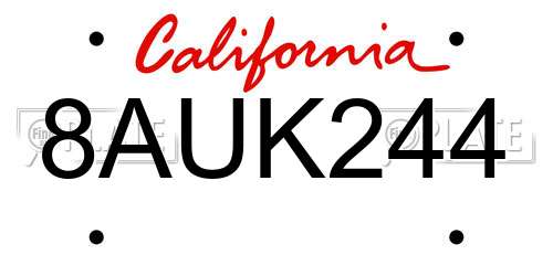 8AUK244 California License Plate