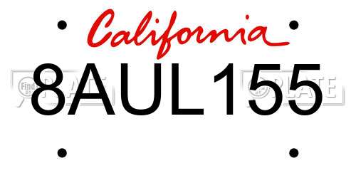 8AUL155 California License Plate