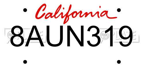 8AUN319 California License Plate