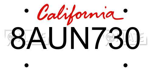 8AUN730 California License Plate