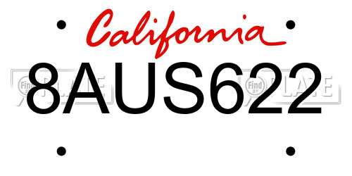 8AUS622 California License Plate