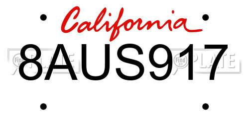 8AUS917 California License Plate