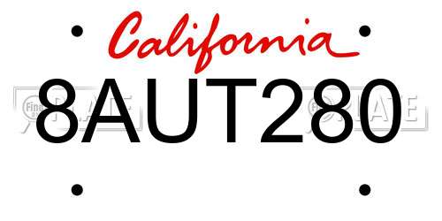 8AUT280 California License Plate