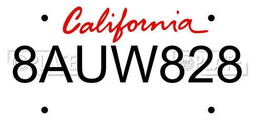8AUW828 California License Plate