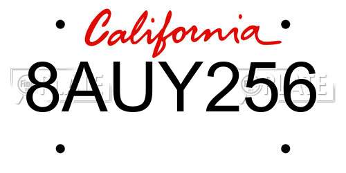 8AUY256 California License Plate