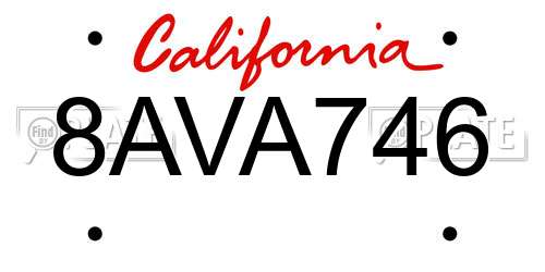 8AVA746 California License Plate