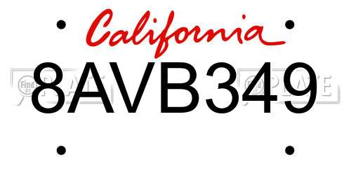8AVB349 California License Plate