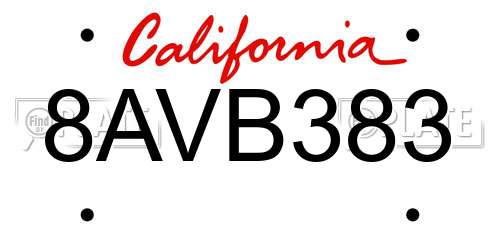 8AVB383 California License Plate