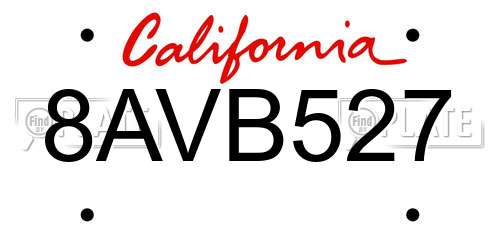8AVB527 California License Plate