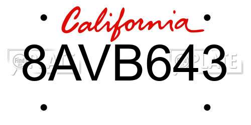 8AVB643 California License Plate