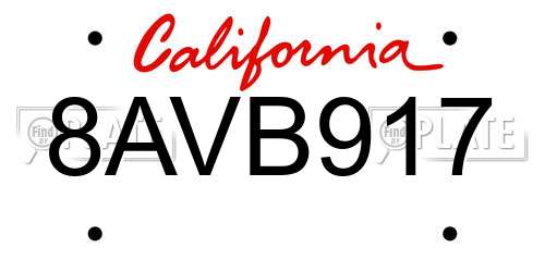 8AVB917 California License Plate
