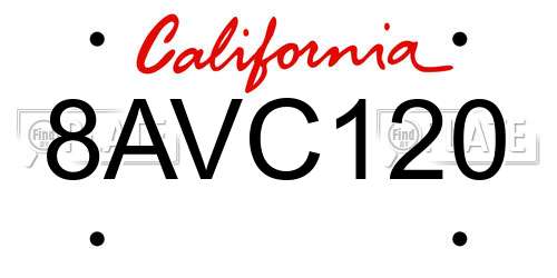 8AVC120 California License Plate