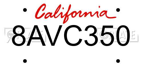 8AVC350 California License Plate