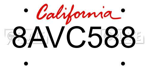 8AVC588 California License Plate