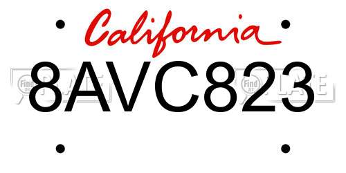 8AVC823 California License Plate