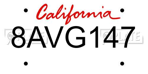 8AVG147 California License Plate