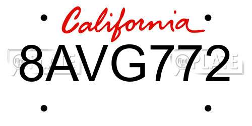 8AVG772 California License Plate
