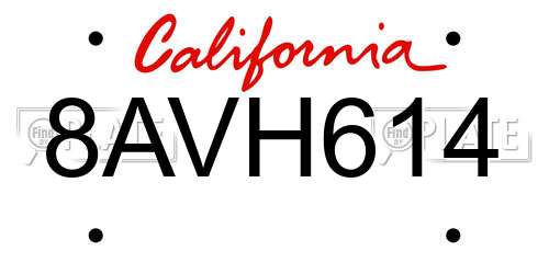 8AVH614 California License Plate