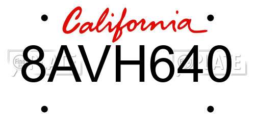 8AVH640 California License Plate