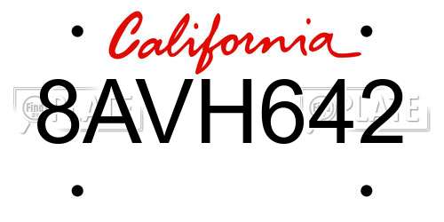 8AVH642 California License Plate